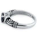 Sterling Silver Tribal Round Cut Black CZ Ring