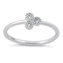 Sterling Silver Triplet Round Cut Clear CZ Ring