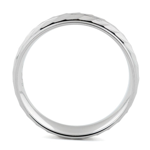 Sterling Silver Diamond Cut 2 Layer Zig Zag Wedding Band Ring