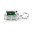 Sterling Silver Emerald Rectangular CZ Pendant