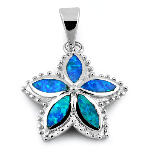 Sterling Silver Flower Blue Lab Opal Pendant