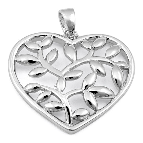 Sterling Silver Heart Leaf Pendant