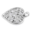 Sterling Silver Heart Leaf Pendant