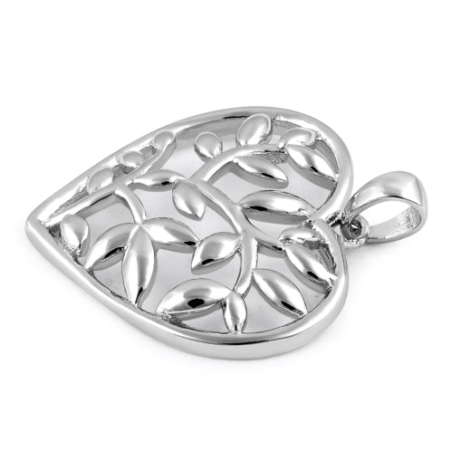Sterling Silver Heart Leaf Pendant
