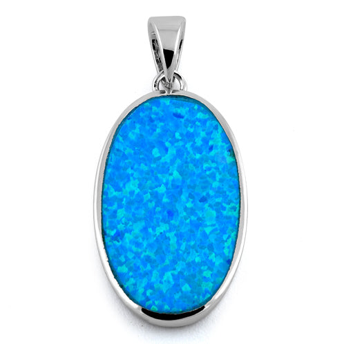 Sterling Silver Oval Blue Lab Opal Pendant