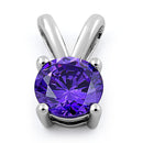 Sterling Silver Round Amethyst CZ Pendant