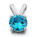 Sterling Silver Round Aqua Blue CZ Pendant