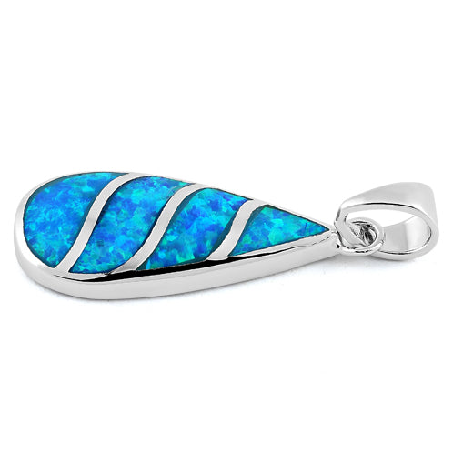 Sterling Silver Tear Drop Blue Lab Opal Pendant