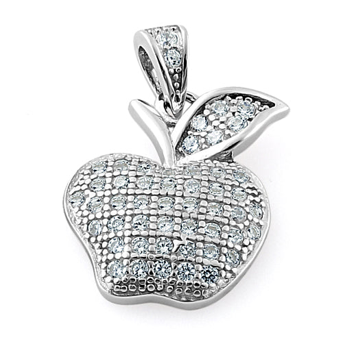 Sterling Silver Apple Clear CZ Pendant