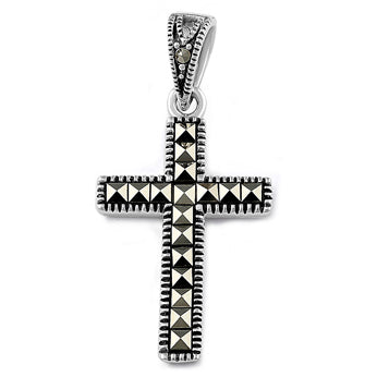 Sterling Silver Cross Marcasite Pendant