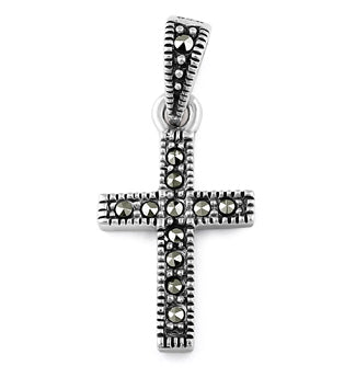 Sterling Silver Cross Marcasite Pendant