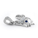 Sterling Silver Elegant Fish Blue Spinel CZ Pendant