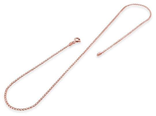 14k Rose Gold Plated Sterling Silver Long Curb Chain 1.4mm