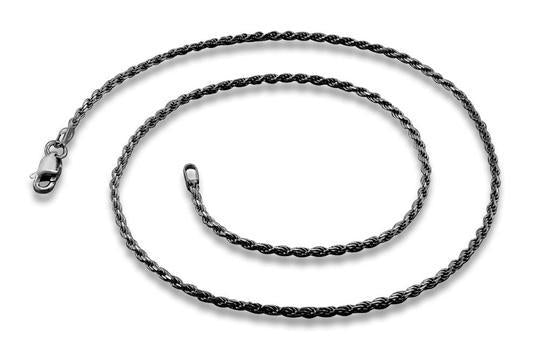 Black Rhodium Sterling Silver Rope Chain 1.8MM