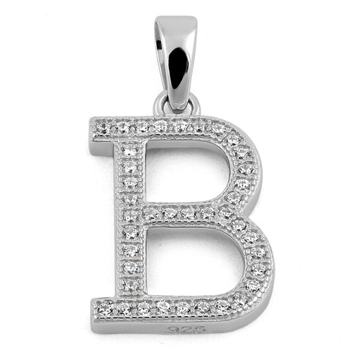 Sterling Silver Letter B CZ Pendant
