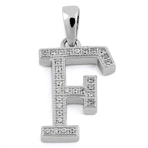 Sterling Silver Letter F CZ Pendant