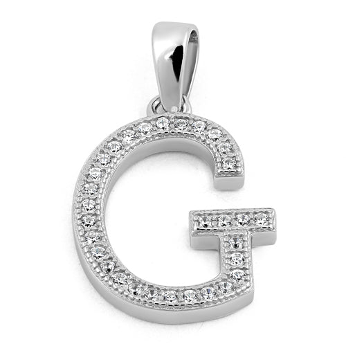 Sterling Silver Letter G CZ Pendant