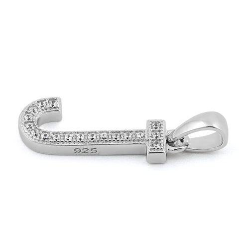 Sterling Silver Letter J CZ Pendant