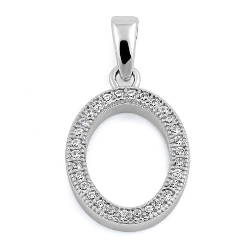 Sterling Silver Letter O CZ Pendant