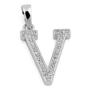 Sterling Silver Letter V CZ Pendant