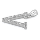 Sterling Silver Letter V CZ Pendant