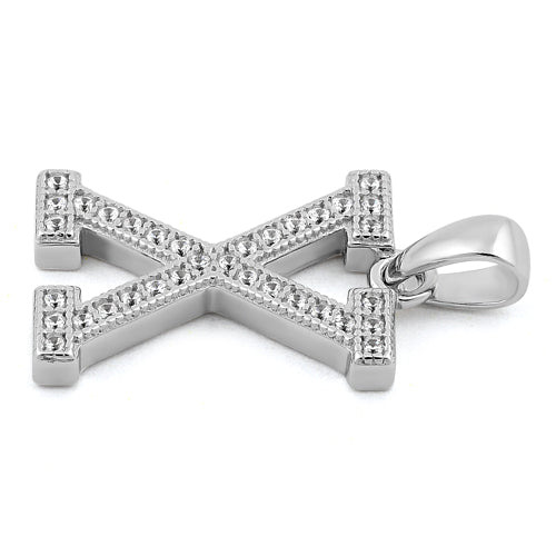 Sterling Silver Letter X CZ Pendant