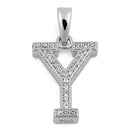 Sterling Silver Letter Y CZ Pendant