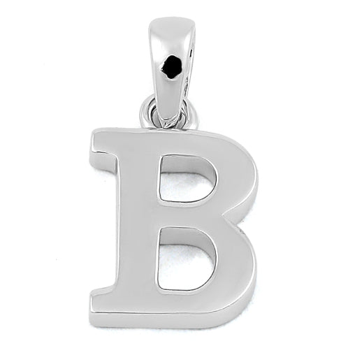 Sterling Silver Plain Letter B Pendant