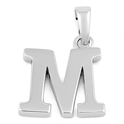 Sterling Silver Plain Letter M Pendant