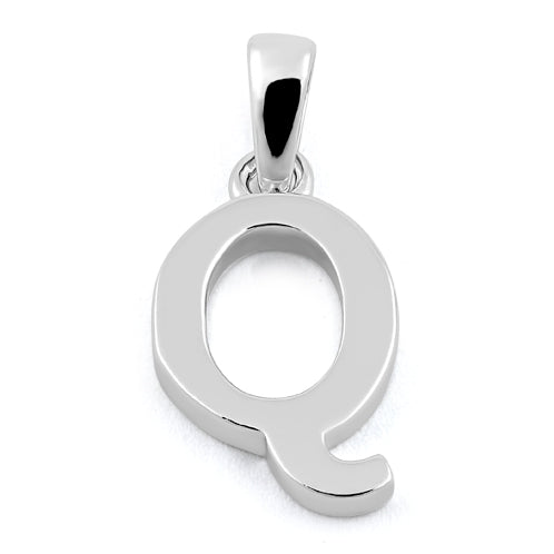 Sterling Silver Plain Letter Q Pendant