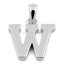Sterling Silver Plain Letter W Pendant