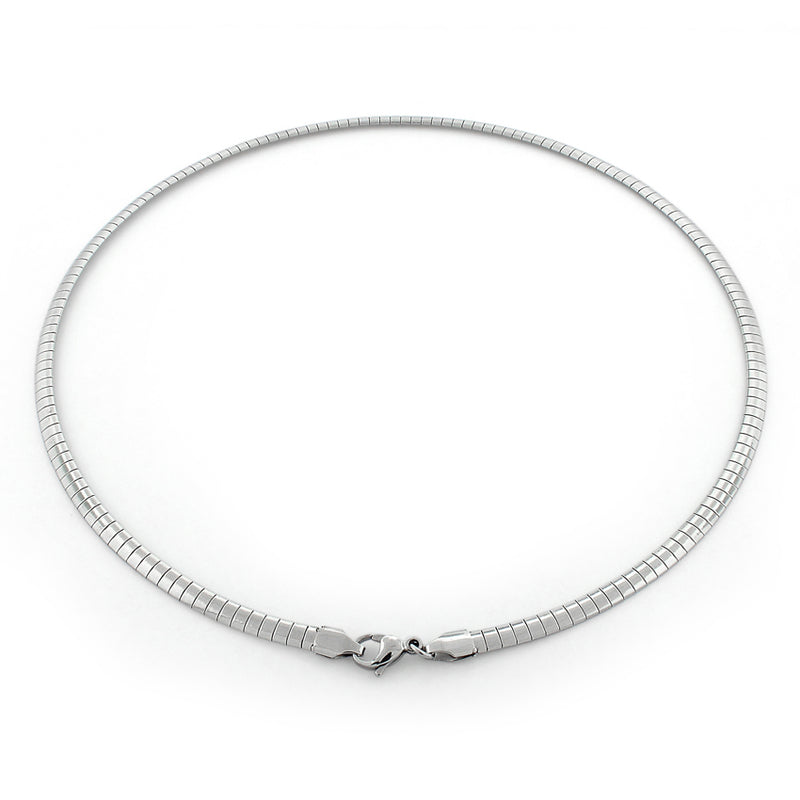 Stainless Steel 16" Dome Omega Necklace 4.0MM
