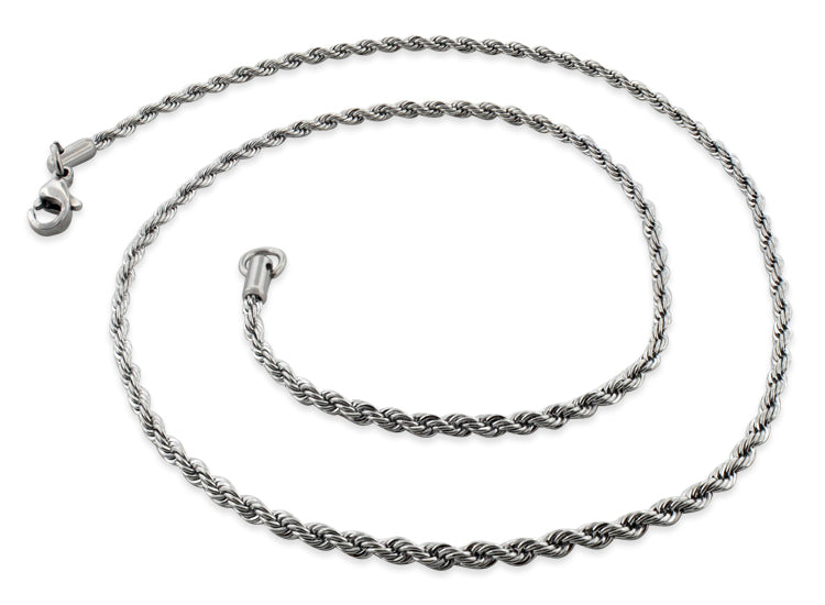 Stainless Steel 20" Rope Chain Necklace 2.5 MM