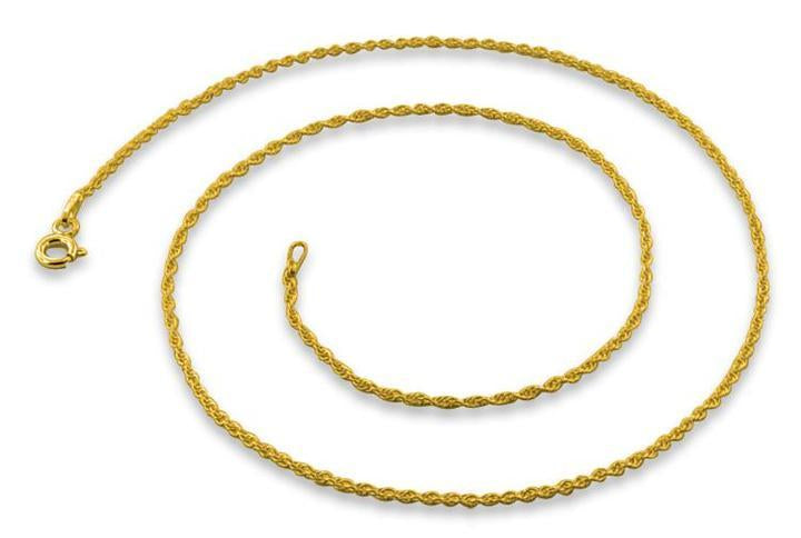 14K Gold Plated Sterling Silver Rope Chain 1.3MM