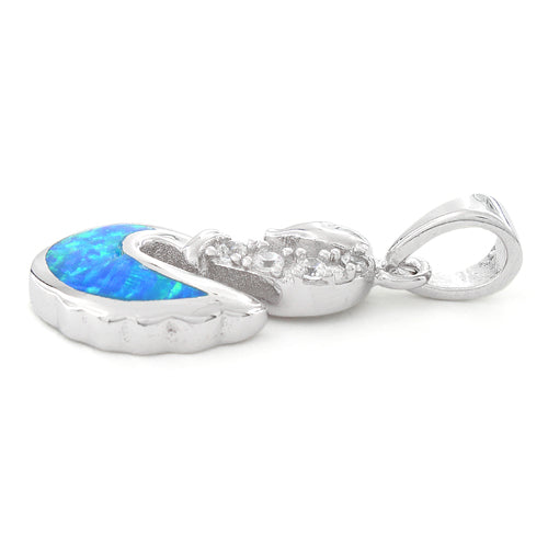 Sterling Silver Lab Opal Swan CZ Pendant