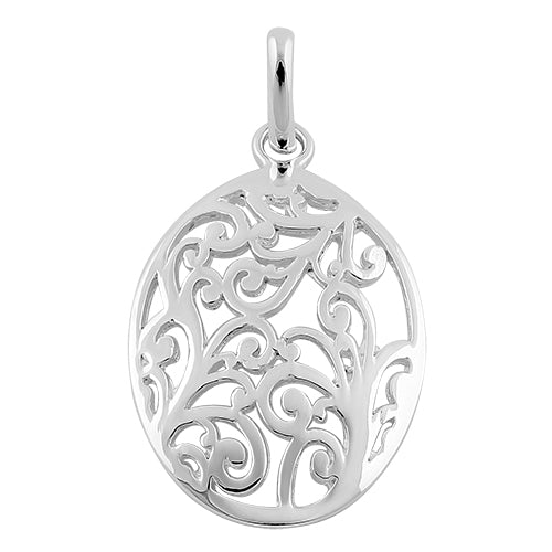 Sterling Silver Filigree Oval Pendant