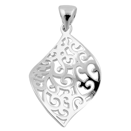 Sterling Silver Leaf Pattern Pendant