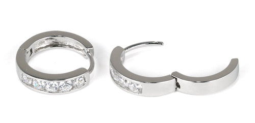 Sterling Silver Hoop CZ Earrings