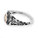 Sterling Silver Austere Oval Cut Champagne CZ Ring