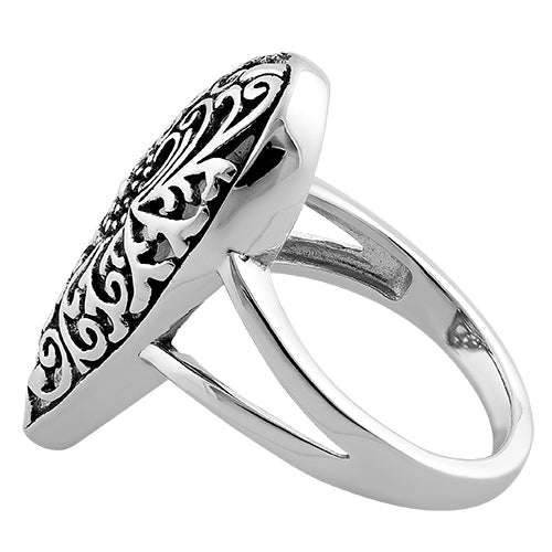 Sterling Silver Filigree Floral Teardrop Ring