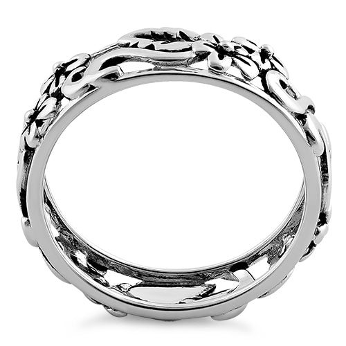 Sterling Silver Floral Design Ring