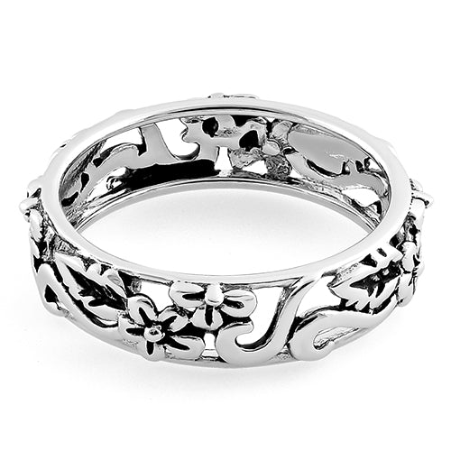 Sterling Silver Floral Design Ring