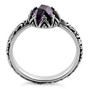 Sterling Silver Floral Purple CZ Ring