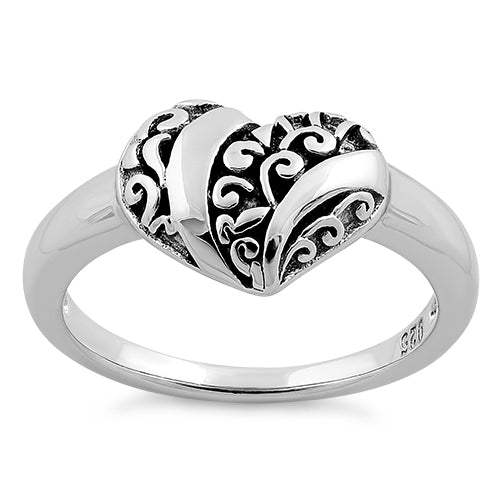 Sterling Silver Heart Swirl Ring