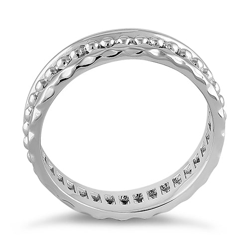 Sterling Silver Jagged Pattern Eternity Band