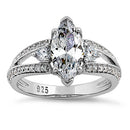 Sterling Silver Pristine  Marquise Cut Clear CZ Ring
