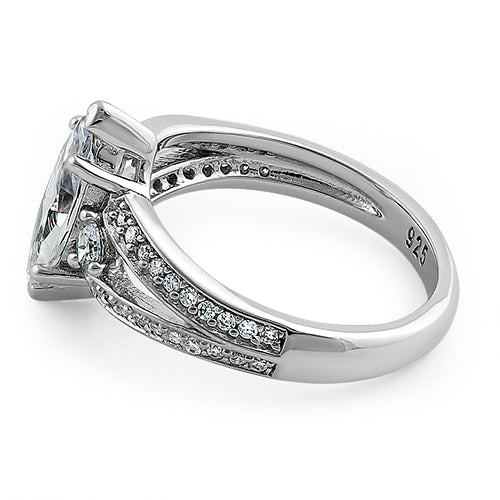 Sterling Silver Pristine  Marquise Cut Clear CZ Ring