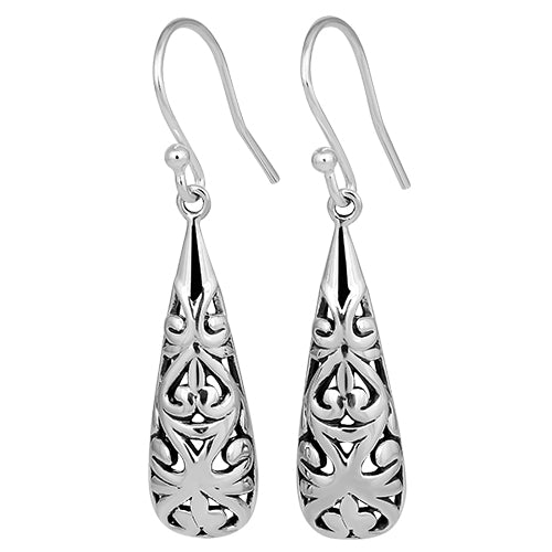 Sterling Silver Rococo Style Hook Earrings