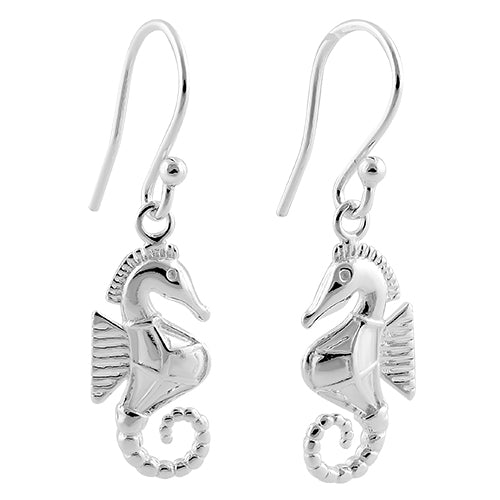 Sterling Silver Seahorse Dangle Hook Earrings
