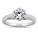Sterling Silver Solitaire Round Clear CZ Engagement Ring